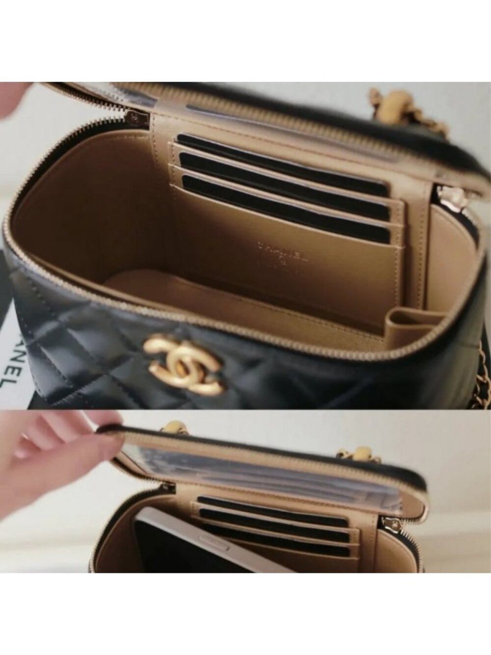 Chanel small black quilted lambskin chain cosmetic bag - Picture 9 of 9